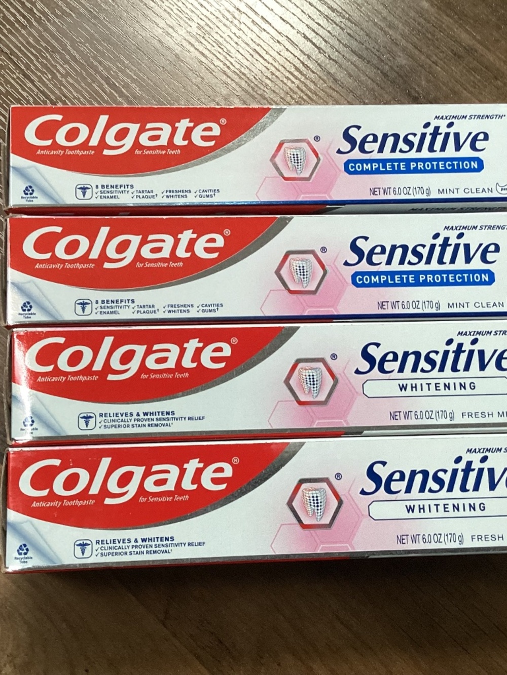 Colgate Sensitive Whitening Toothpaste & Complete Protection 6oz Pack of 4 New